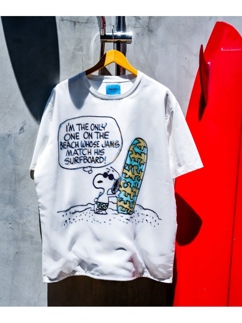 B\u00272nd TRIPPY ART(トリッピーアート)SNOOPY ON THE BEACH 3D TEE ビーセカンド トップス カットソー・プルオーバー 薄墨色 白いこと【貨物輸送無料】