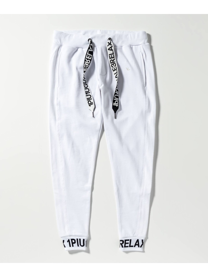 1PIU1UGUALE3 RELAX 1PIU1UGUALE3 RELAX ワイドスピンドルロゴスウェットパンツ シフォン パンツ ジャージ・スウェットパンツ ホワイト グレー ブラック【送料無料】