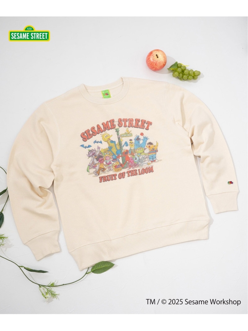 FRUIT OF THE LOOM FRUIT OF THE LOOM/(U)SESAMISTREET×FTL ロングスリーブ甘編 ハンドサイン トップス スウェット・トレーナー ホワイト ブラック【送料無料】