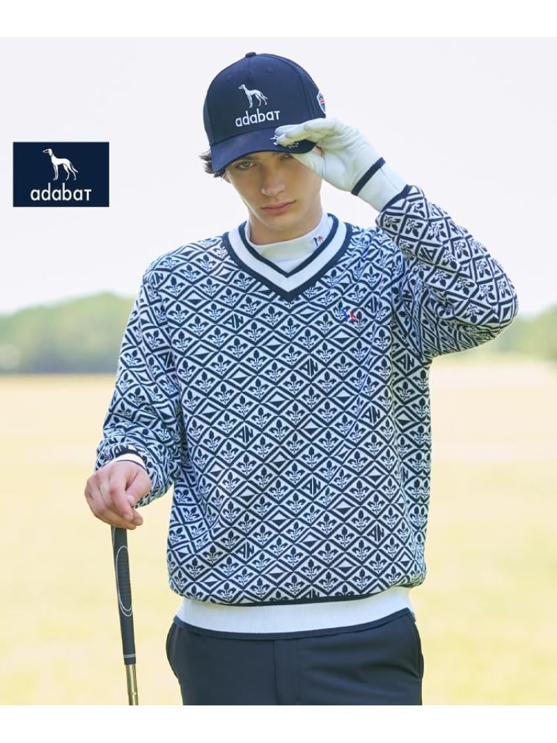 【SALE／30%OFF】adabat 【新レーベル ADABAT NAVY】フルールドリスVネックニット アダバット トップス ニット ホワイト ブラック【RBA_E】【送料無料】