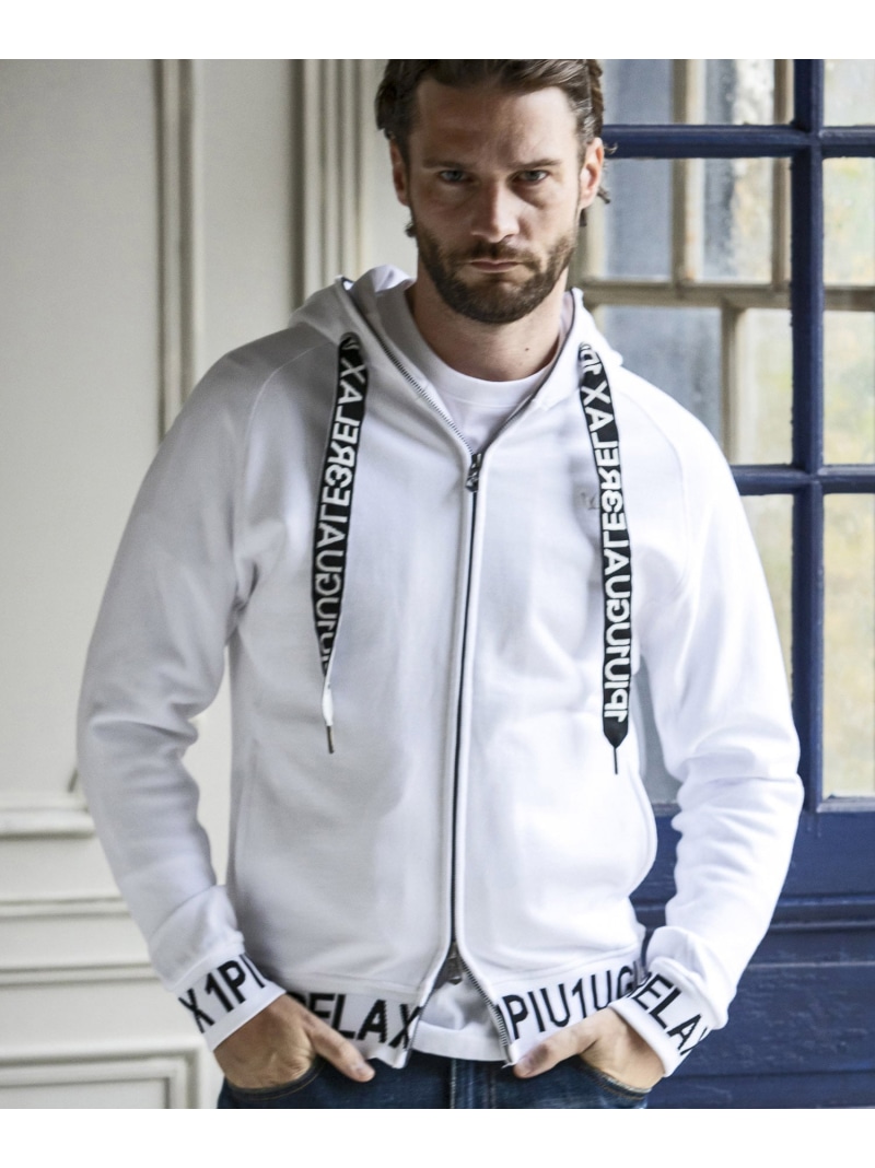 【SALE／30%OFF】1PIU1UGUALE3 RELAX 1PIU1UGUALE3 RELAX ワイドスピンドルロゴスウェットパーカー シフォン トップス パーカー・フーディー ブラック グレー ホワイト【RBA_E】【送料無料】