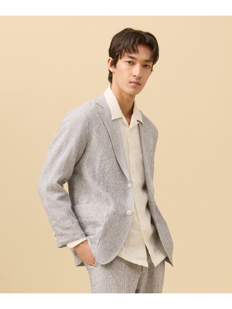 J.PRESS 【SHACKET】ストレッチリネンサッカー ジャケット ジェイプレス ジャケット・アウター テーラードジャケット・ブレザー ブラウン ネイビー【送料無料】 38,610円