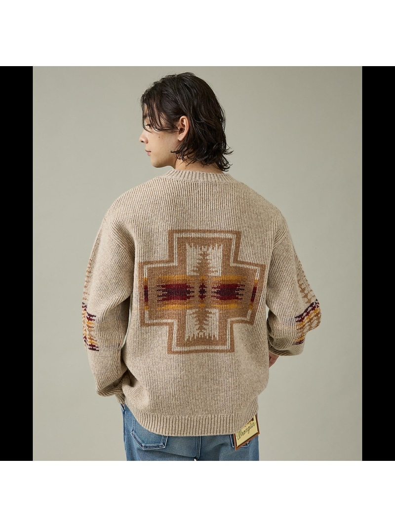 ABAHOUSE LASTWORD 【PENDLETON/ペンドルトン】Shetland Wool Crewneck アバハウス トップス 編み物 ベージュ 黒いこと 白いこと【貨物輸送無料】