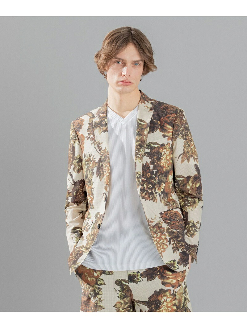 【SALE／30%OFF】JOSEPH HOMME クールドッツストレッチ花柄 ジャケット ジョゼフ オム ジャケット・アウター テーラードジャケット・ブレザー ブラック ベージュ【RBA_E】【送料無料】