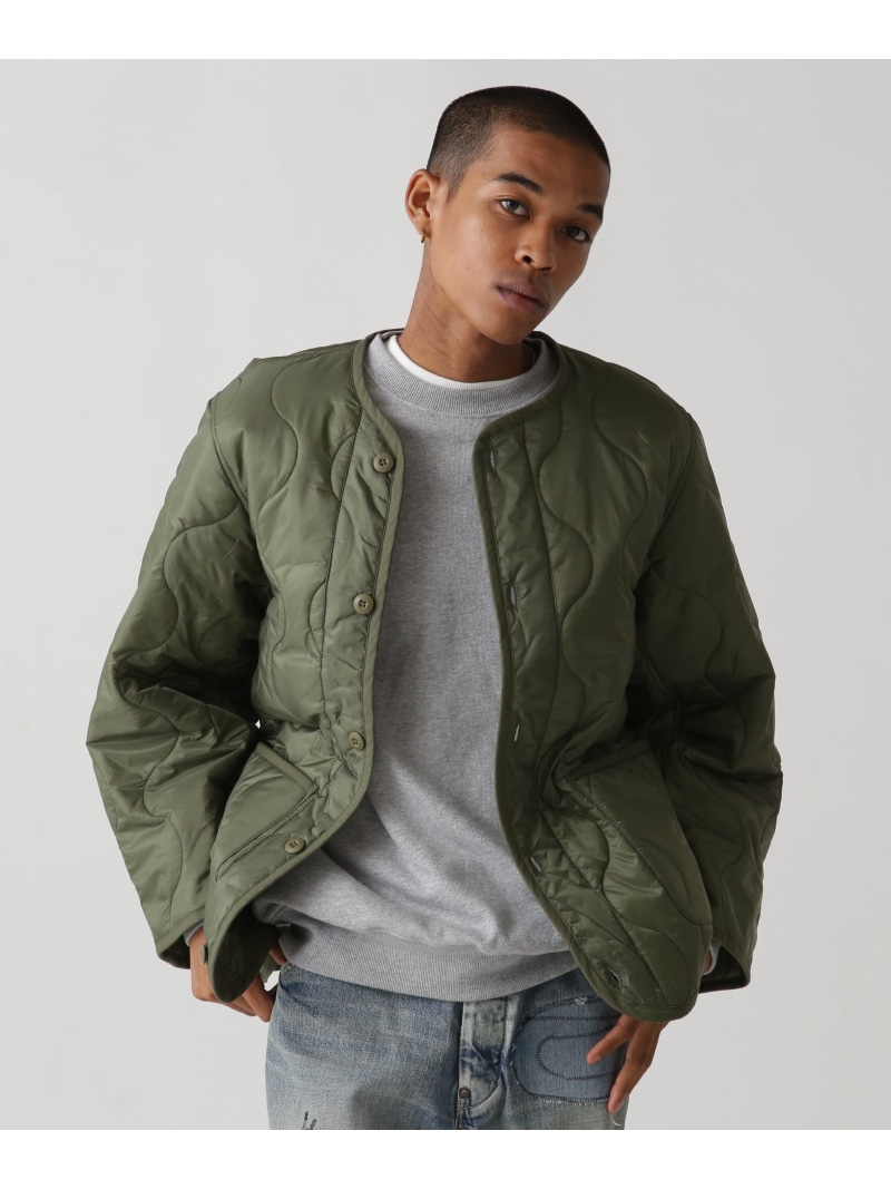 AVIREX QILTING LINER JACKET アヴィレックス ジャケット・アウター ブルゾン・ジャンパー グリーン ブラック【送料無料】