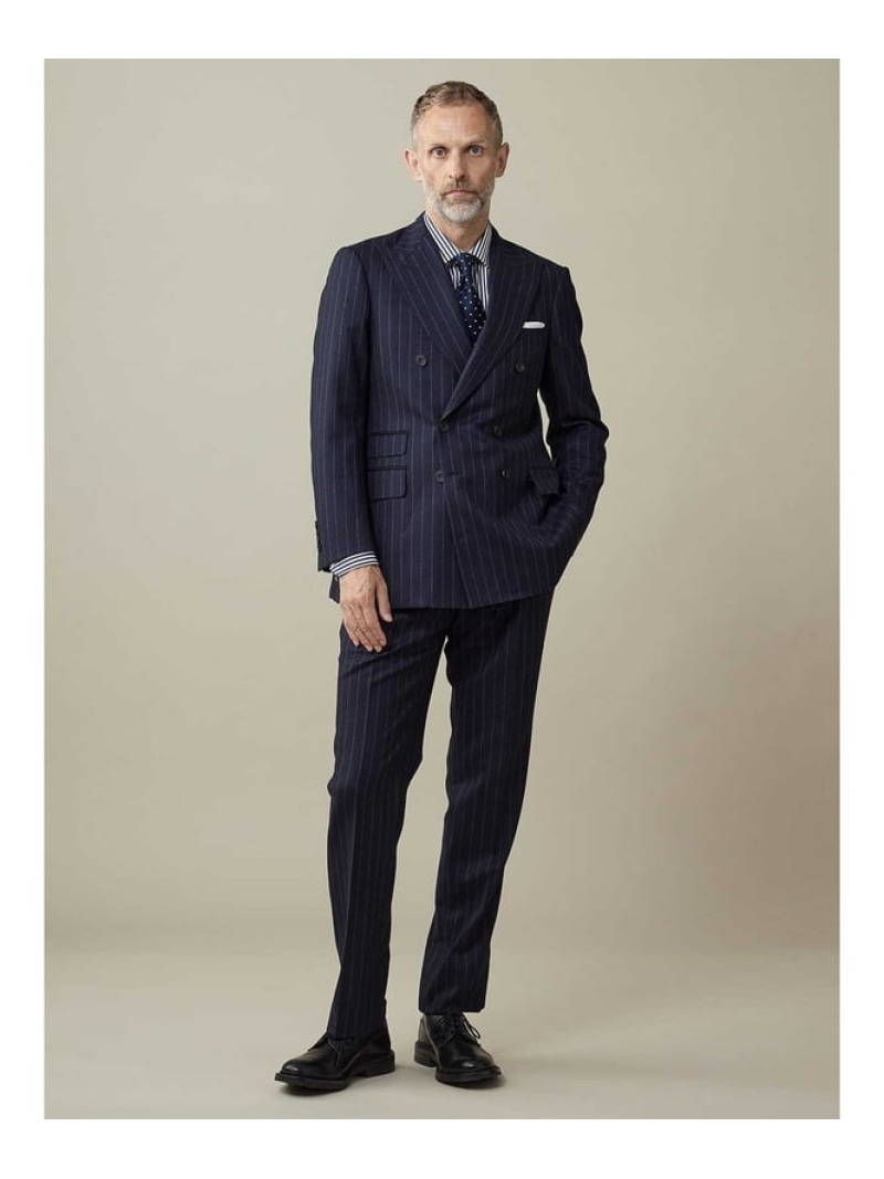 【SALE／50%OFF】Aquascutum MEN 【UK Traditional】Flannel Chalk ST Suit アクアスキュータム 背広・フォーマル セットアップ背広 米国海軍【RBA_E】【貨物輸送無料】
