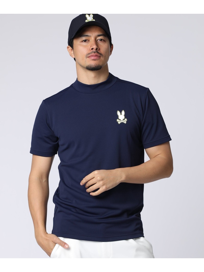 Psycho Bunny [GOLF]コントラストシグネチャーロゴ モックネックTシャツ サイコバニー トップス カットソー・Tシャツ イエロー ネイビー ホワイト【送料無料】