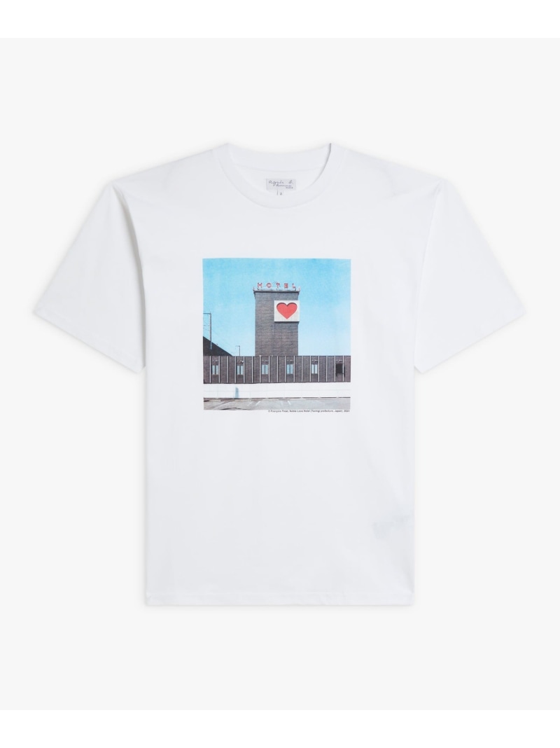 agnes b. HOMME メンズ コットン フォトプリント 半袖 アーティストTシャツ \"Francois Prost\" アニエスベー トップス カットソー・Tシャツ ホワイト【送料無料】