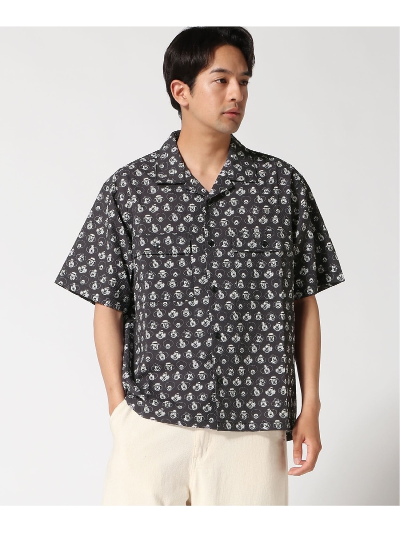 gym master gym master/(U)ULシアサッカーハッピーペイントシャツ ジムマスター トップス シャツ・ブラウス ブラック グレー ベージュ ブルー【送料無料】