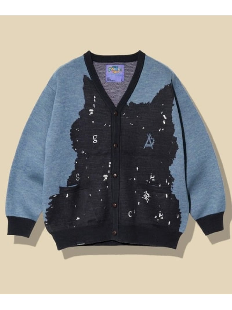 go slow caravan 笑う柴犬 IMPACTジャガードニットカーディガン (MENS/WOMENS) ゴースローキャラバン トップス カーディガン ブルー【送料無料】