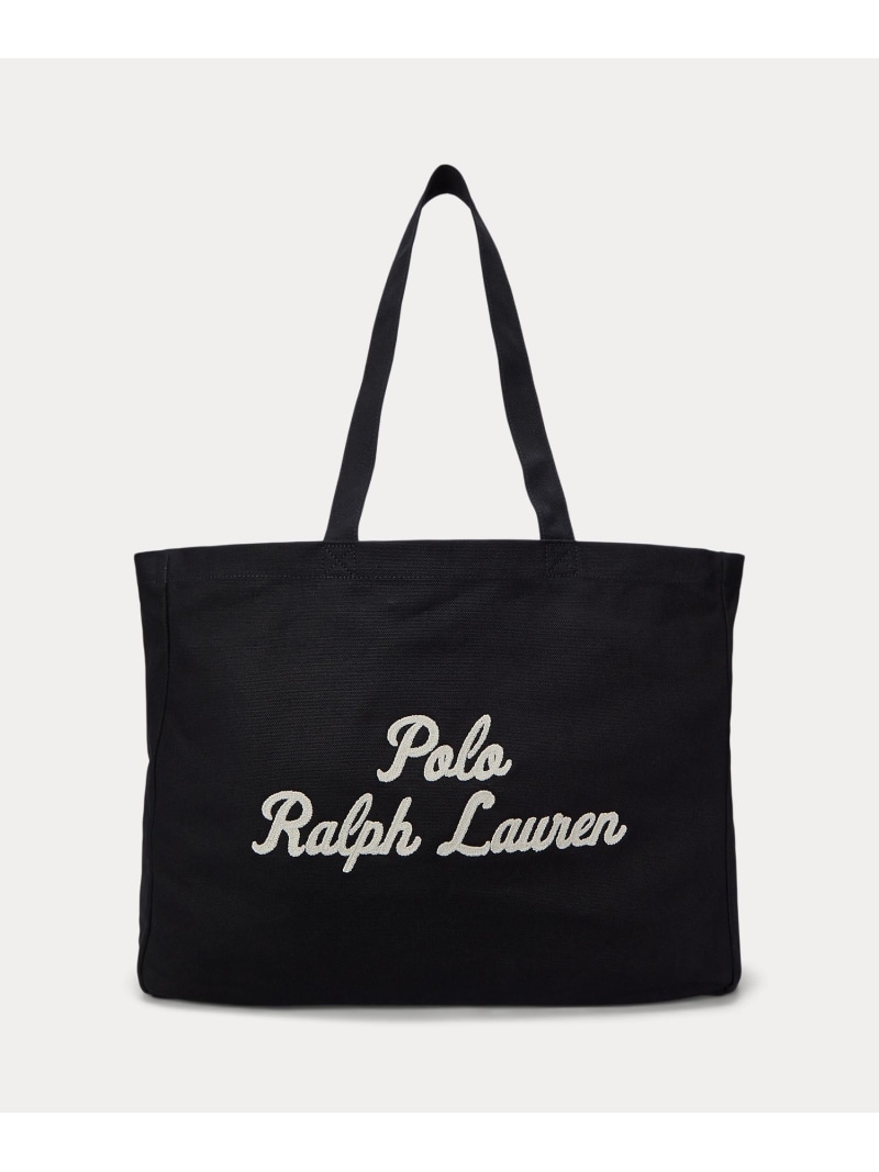 POLO RALPH LAUREN 刺しゅう 帆布 トート ラルフローレン 御徒面子 トートバッグ 黒いこと【貨物輸送無料】