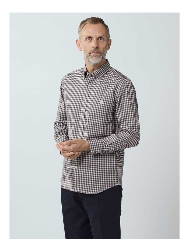 【SALE／30%OFF】Aquascutum MEN Small Ombre Check Shirt アクアスキュータム トップス シャツ・ブラウス ワインレッド【RBA_E】【送料無料】