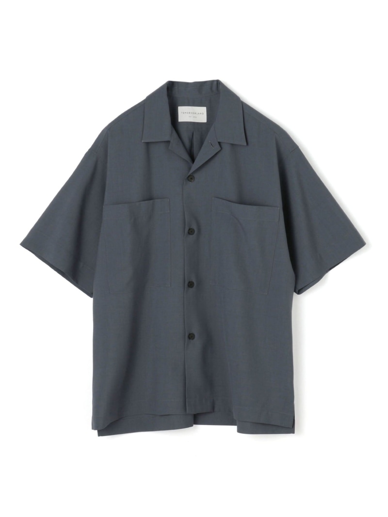 【SALE／40%OFF】TOMORROWLAND MEN ポリエステルウールポプリン オープンカラーシャツ トゥモローランド トップス シャツ・ブラウス ブラウン ブルー ネイビー【RBA_E】【送料無料】