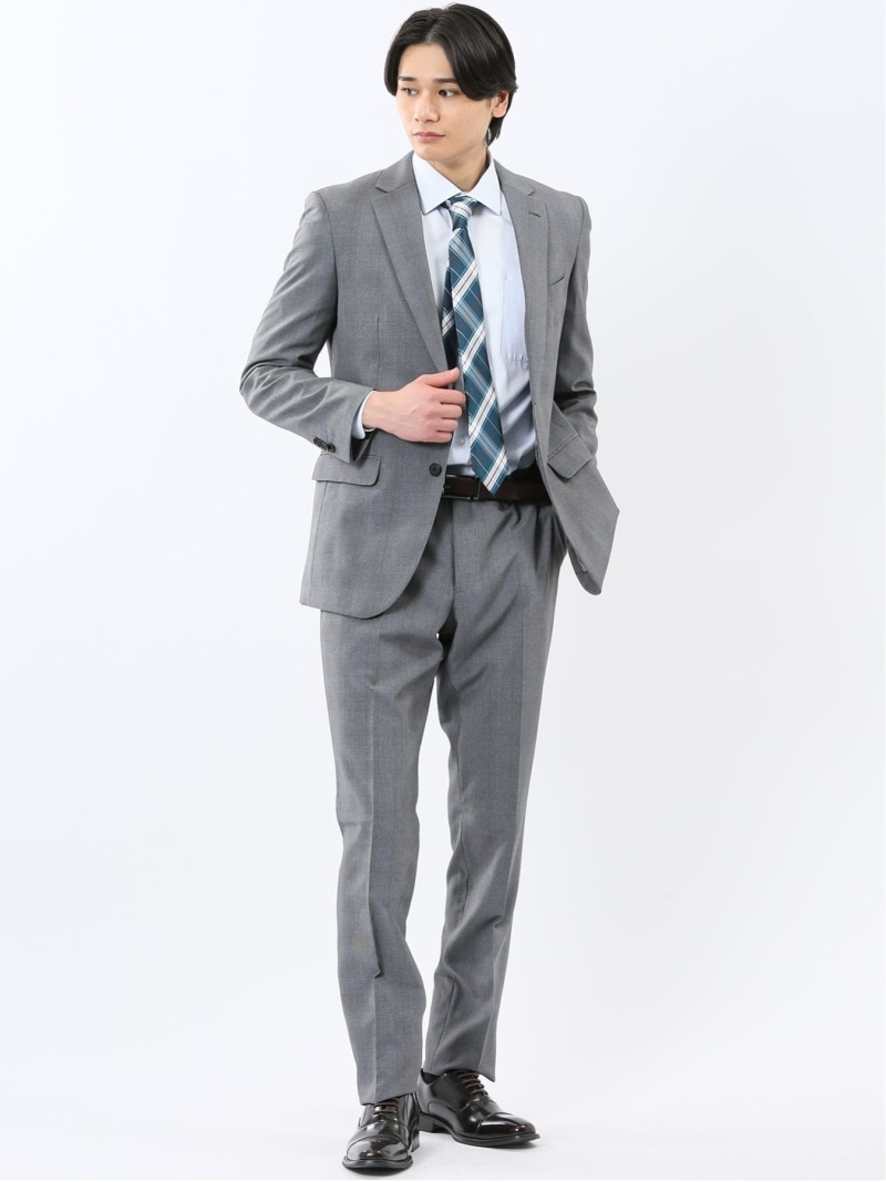 【SALE／30%OFF】TAKA-Q ストレッチウォッシャブル スリムフィット 2ボタン2ピーススーツ グレンチェックグレー タカキュー スーツ・フォーマル セットアップスーツ グレー【RBA_E】【送料無料】｜ Fashion Men