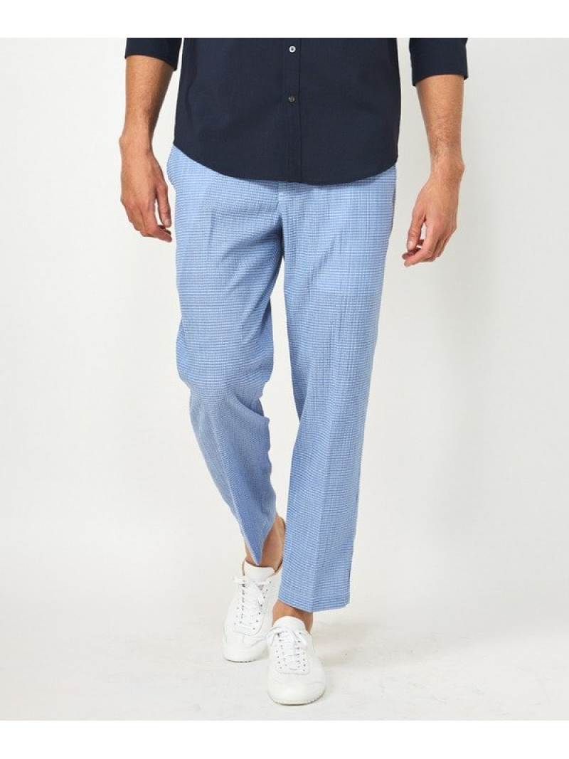 【SALE／50%OFF】MEN'S BIGI 3Dサッカーストレッチアンクル丈イージーパンツ メンズ ビギ パンツ スラックス・ドレスパンツ ネイビー ブルー ベージュ【RBA_E】【送料無料】 6,600円