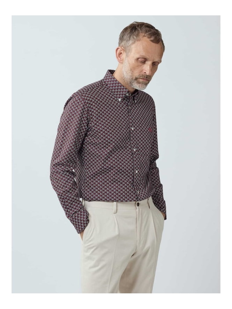 Aquascutum MEN AQ Motif Print Shirt アクアスキュータム トップス シャツ・ブラウス ネイビー【送料無料】