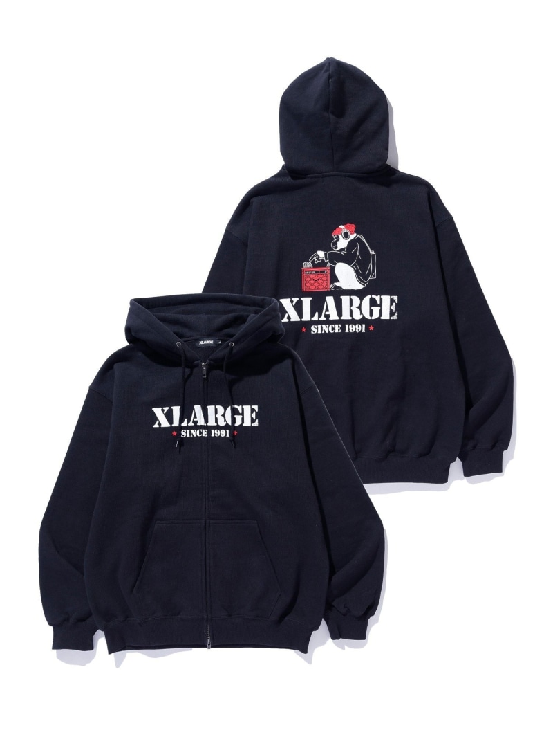 XLARGE CRATE DIGGER ZIP HOODED SWEATSHIRT エクストララージ トップス パーカー・フーディー ブラック パープル【送料無料】