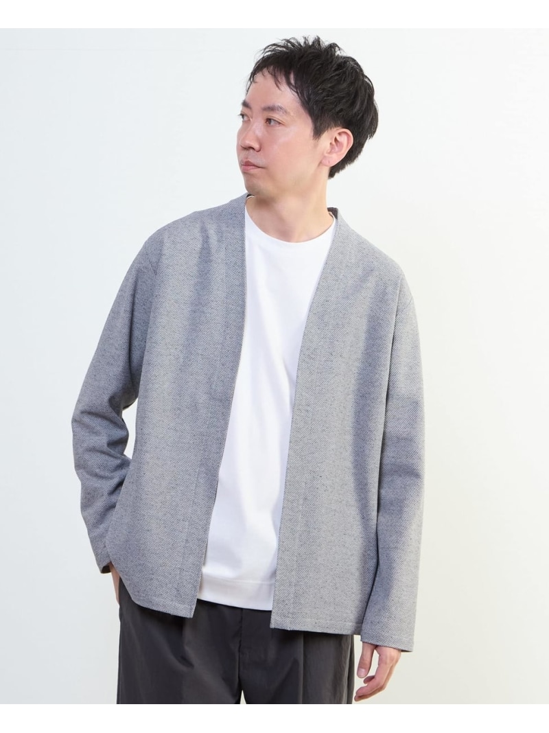 MEN'S MELROSE カルキュロメッシュボタンレスカーディガン メンズメルローズ トップス カーディガン ブラック ブルー グレー ネイビー【送料無料】