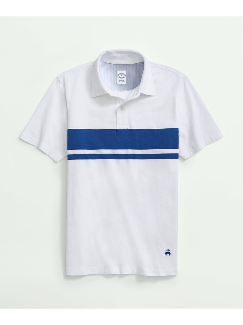 【SALE／30%OFF】BROOKS BROTHERS コットンジャージー チェストストライプ ポロシャツ ブルックス ブラザーズ トップス ポロシャツ ホワイト ネイビー【RBA_E】【送料無料】