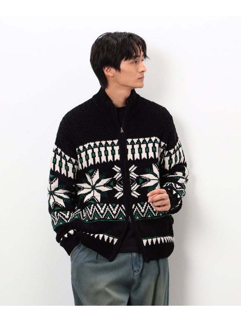 【SALE／10%OFF】Purple&Yellow 雪柄 ドライバーズニット コムサイズム トップス ニット ホワイト ブラック ブルー【RBA_E】【送料無料】