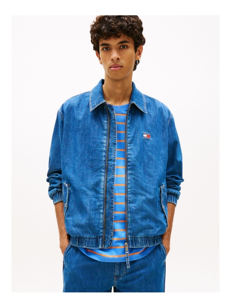 TOMMY JEANS シャンブレーハリントンジャケット トミーヒルフィガー ジャケット・アウター デニムジャケット ブルー【送料無料】