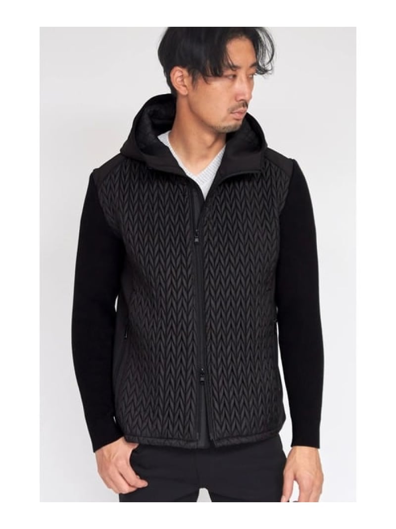 【SALE／40%OFF】HIGH STREET HIGH STREET∴キルト二人組袖ニットフーディーブルゾン トルネードマート ジャケット・アウター 上衣・前掛け 黒いこと 白いこと【RBA_E】【貨物輸送無料】