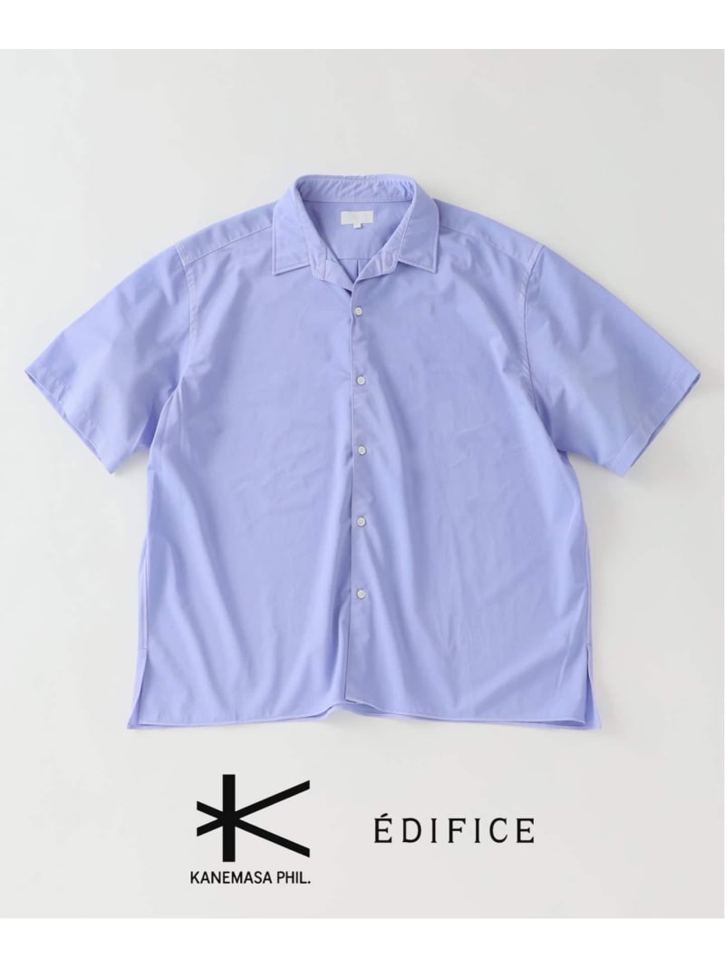 EDIFICE 《予約》Kanemasa Phil. (カネマサ フィル) 別注 36ゲージ Ny Atmsphr S/S シャツ エディフィス トップス シャツ・ブラウス ネイビー ホワイト ブラウン【先行予約】*【送料無料】