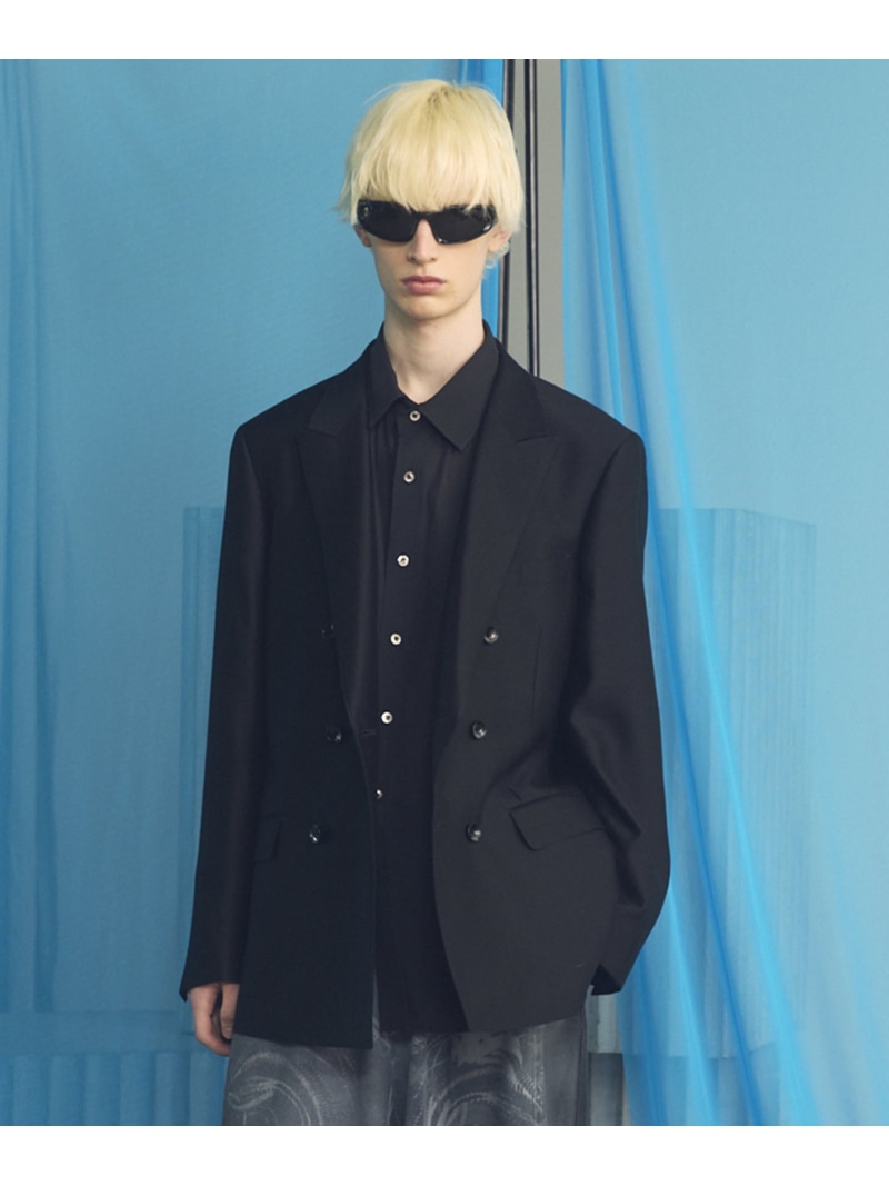 MAISON SPECIAL Silk Wool Dress-Fit Peak Lapel 6B Double-breasted Jacket メゾンスペシャル ジャケット・アウター テーラードジャケット・ブレザー ブラック ネイビー【送料無料】