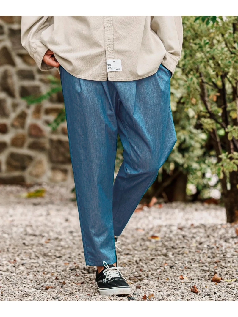 CAMBIO mp13093- Chambray Relax Tapered Easy Pants イージーパンツ カンビオ ズボン下 余分の物のズボン下 青色 米国海軍【貨物輸送無料】