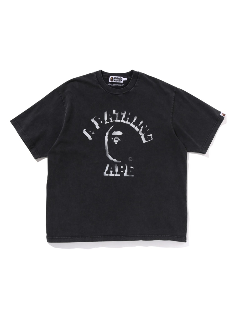 【SALE／30%OFF】A BATHING APE PIRATE STORE GARMENT DYE SPRAY PRINT COLLEGE RELAXED FIT TEE ア ベイシング エイプ パイレーツストア トップス カットソー・プルオーバー 青み 白いこと 黒いこと【RBA_E】【貨物輸送無料】
