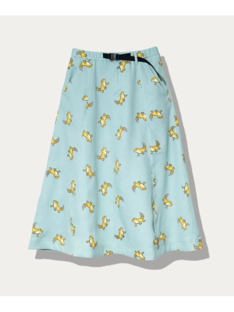 go slow caravan ブッチャー総柄刷り上げるスコート (WOMENS) ゴースローキャラバン スコート 余分の物のスコート 緑であること【貨物輸送無料】