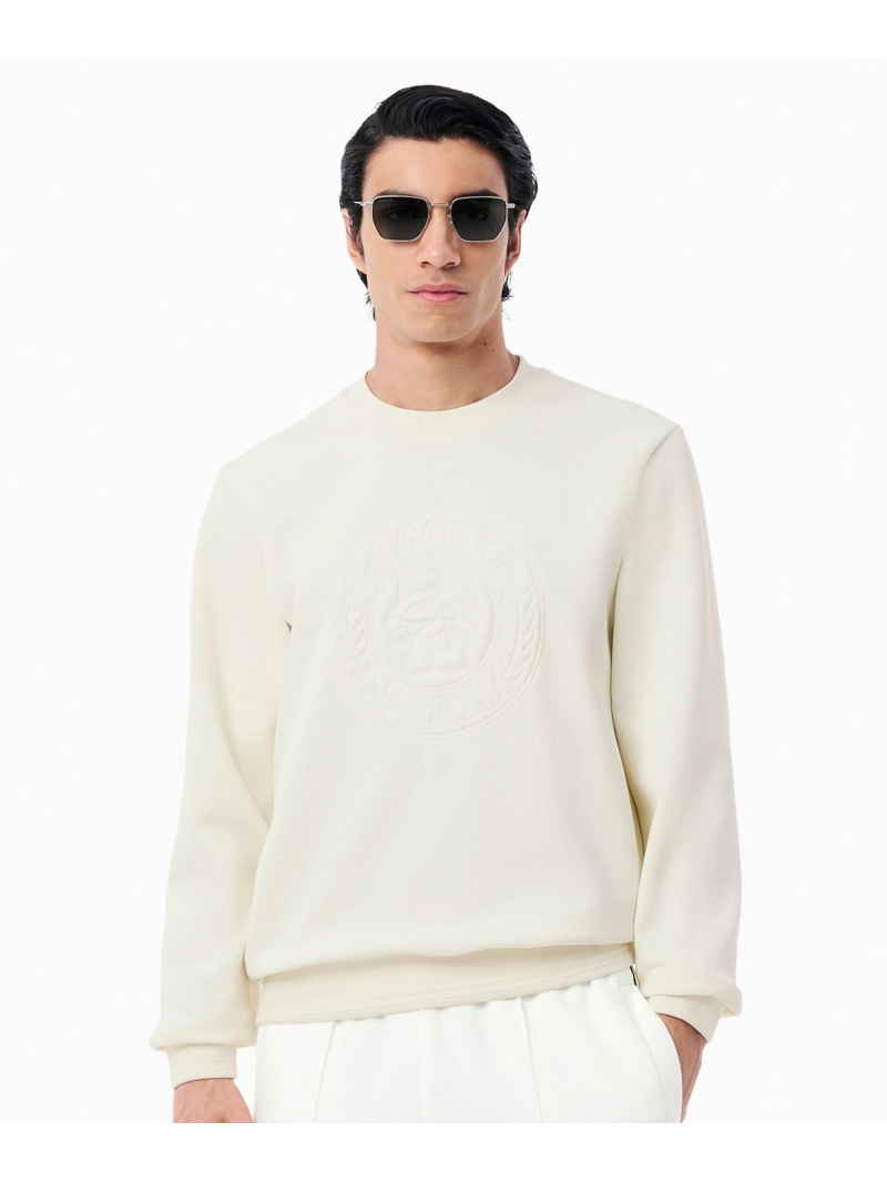 【SALE／50%OFF】LACOSTE トーン・オン・トーンローレルステッチダブルフェイスクルーネックスウェット ラコステ トップス スウェット・トレーナー ホワイト【RBA_E】【送料無料】