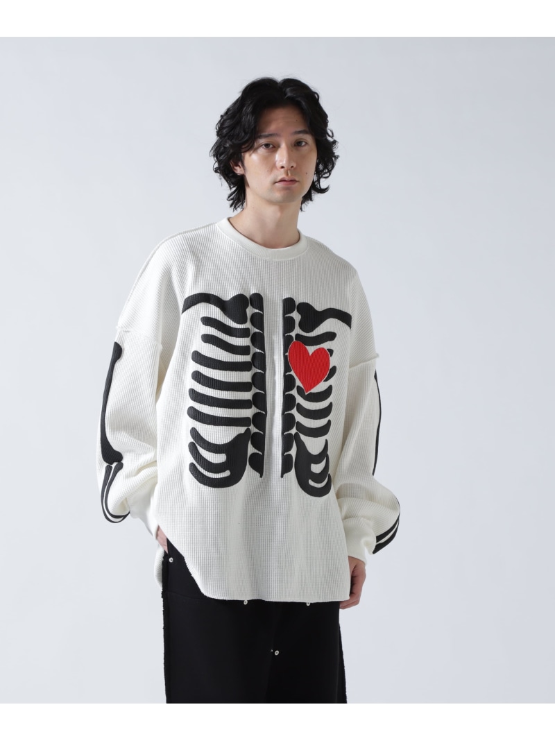 B'2nd DISCOVERED(ディスカバード) 別注BONE WAFFLE LONG SLEEVE TEE ビーセカンド トップス カットソー・Tシャツ ブルー ホワイト レッド ブラック【送料無料】