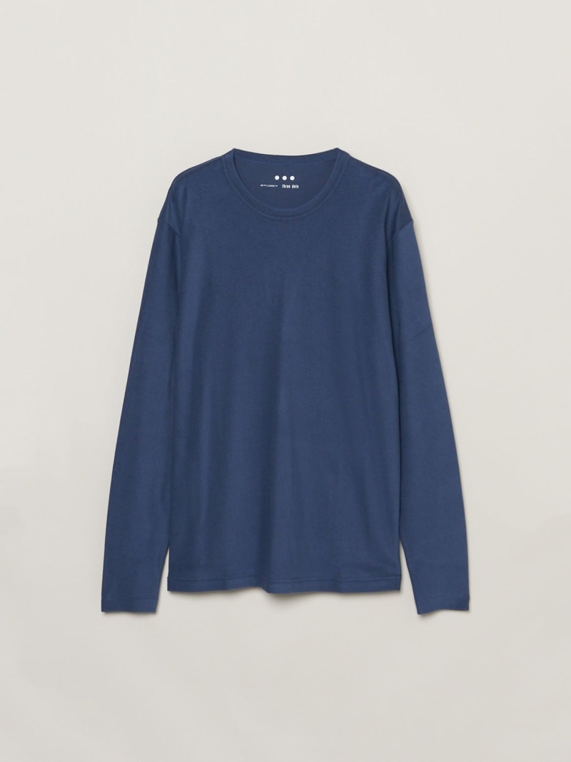 three dots Men's compact pile l/s t-shirt スリードッツ トップス カットソー・Tシャツ ブルー【送料無料】
