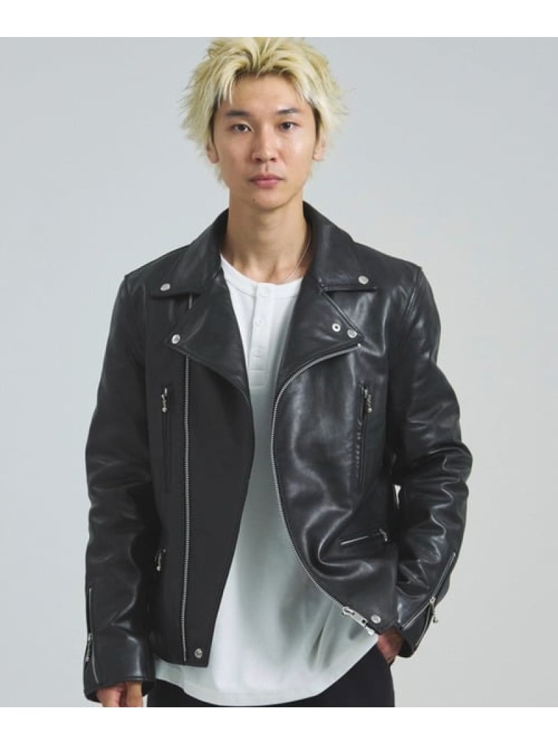 JACKROSE JE-BUFFARO CALF LEATHER DOUBLE RIDERS JACKET 2025(MENS) ジャックローズ ジャケット・アウター その他のジャケット・アウター ブラック【送料無料】