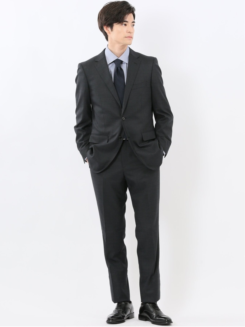 【SALE／10%OFF】m.f.editorial ウール調 ストレッチウォッシャブル スリムフィット 2ボタン2ピーススーツ メランジ黒 タカキュー スーツ・フォーマル セットアップスーツ【RBA_E】【送料無料】 21,384円