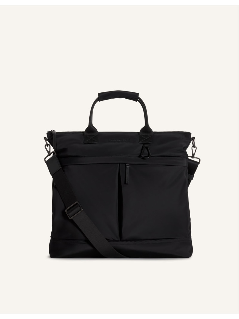 Maison Kitsune Maison Kitsune/(U)NYLON TOTE 住みか 稲荷 御徒面子 トートバッグ 黒いこと【貨物輸送無料】