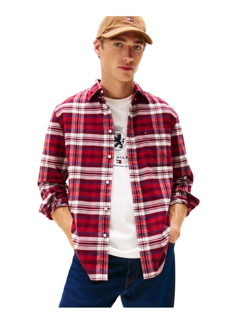 【SALE/40%OFF】TOMMY HILFIGER ヒーローフランネルタータンチェックシャツ トミーヒルフィガー トップス シャツ・ブラウス レッド【RBA_E】【送料無料】| Fashion Men