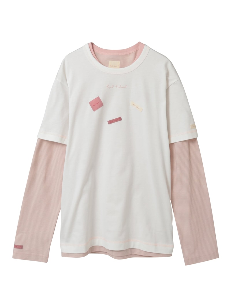 Karl Helmut ロゴ&ネームワッペンTシャツとボーダー長袖Tシャツのセット ピンクハウス スーツ・フォーマル セットアップスーツ ホワイト【送料無料】