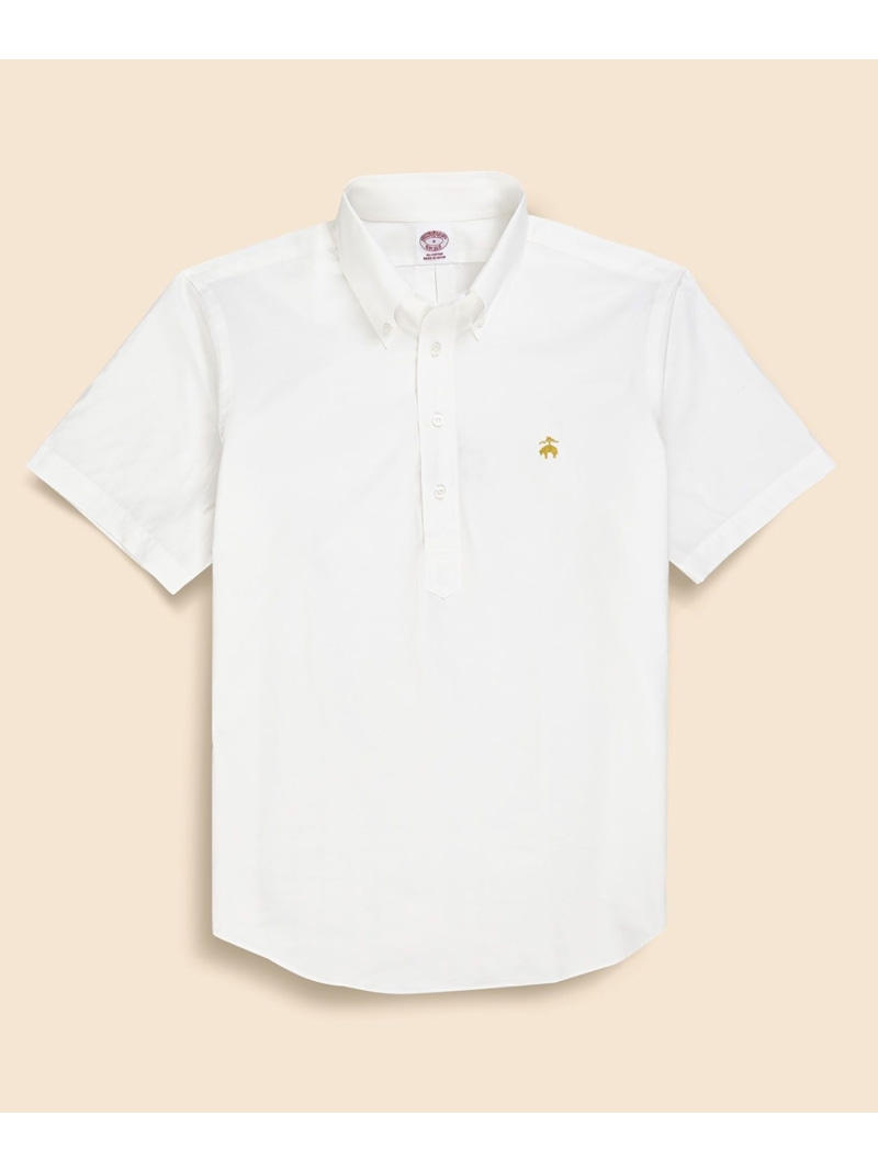 BROOKS BROTHERS コットンボイル GFロゴ ショートスリーブ プルオーバーシアーシャツ ブルックス ブラザーズ トップス シャツ・ブラウス ブルー ホワイト【送料無料】｜ Fashion Men