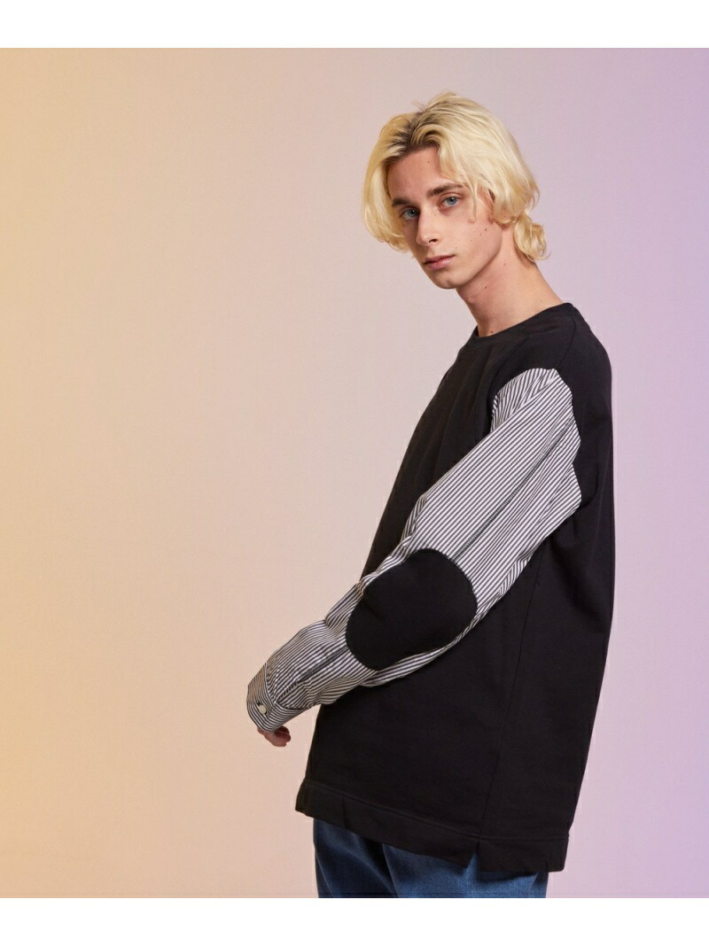 【SALE／20%OFF】rehacer Fusion Stripe SW Cutsew レアセル トップス カットソー・ティーシャツ 薄墨色 米国海軍 黒いこと【RBA_E】【貨物輸送無料】