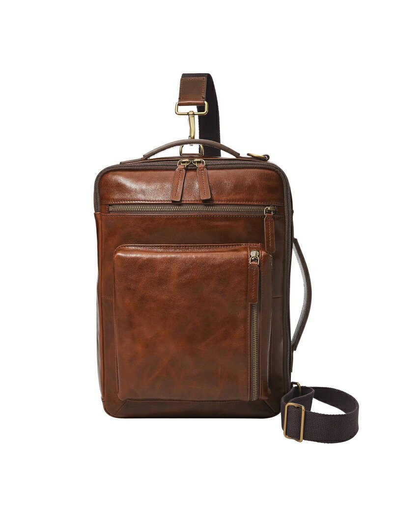 FOSSIL フォッシル 通勤バッグ メンズ レザー ブラウン A4収納可 MBG9598222 フォッシル バッグ ボディバッグ・ウエストポーチ ブラウン【送料無料】