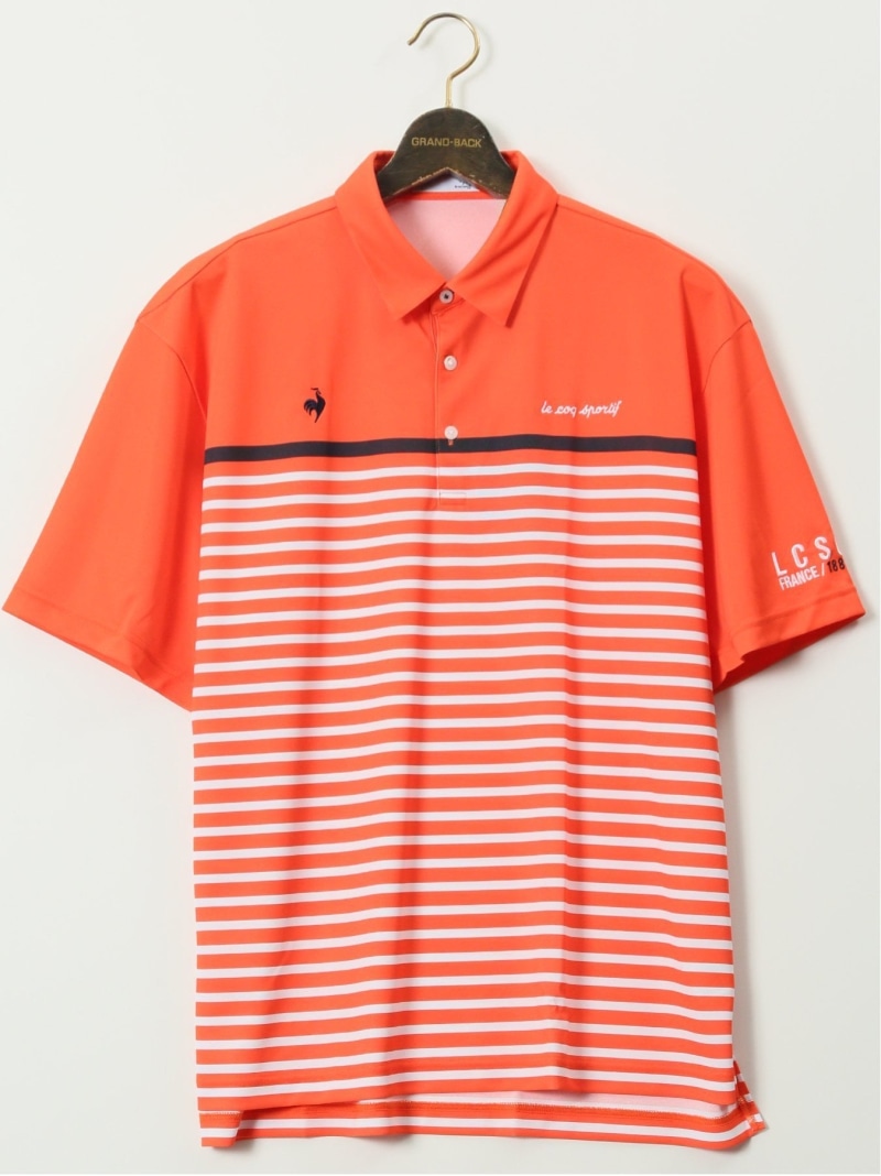 【SALE／10%OFF】GRAND-BACK 【大きいサイズ】ルコックスポルティフ ゴルフ/le coq sportif GOLF パネルボーダー柄 半袖 ポロシャツ タカキュー トップス ポロシャツ ネイビー オレンジ【RBA_E】【送料無料】