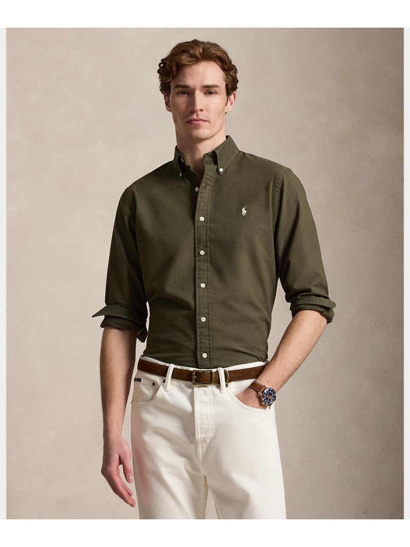 POLO RALPH LAUREN クラシック フィット ガーメントダイド オックスフォード シャツ ラルフローレン トップス シャツ・ブラウス グリーン【送料無料】