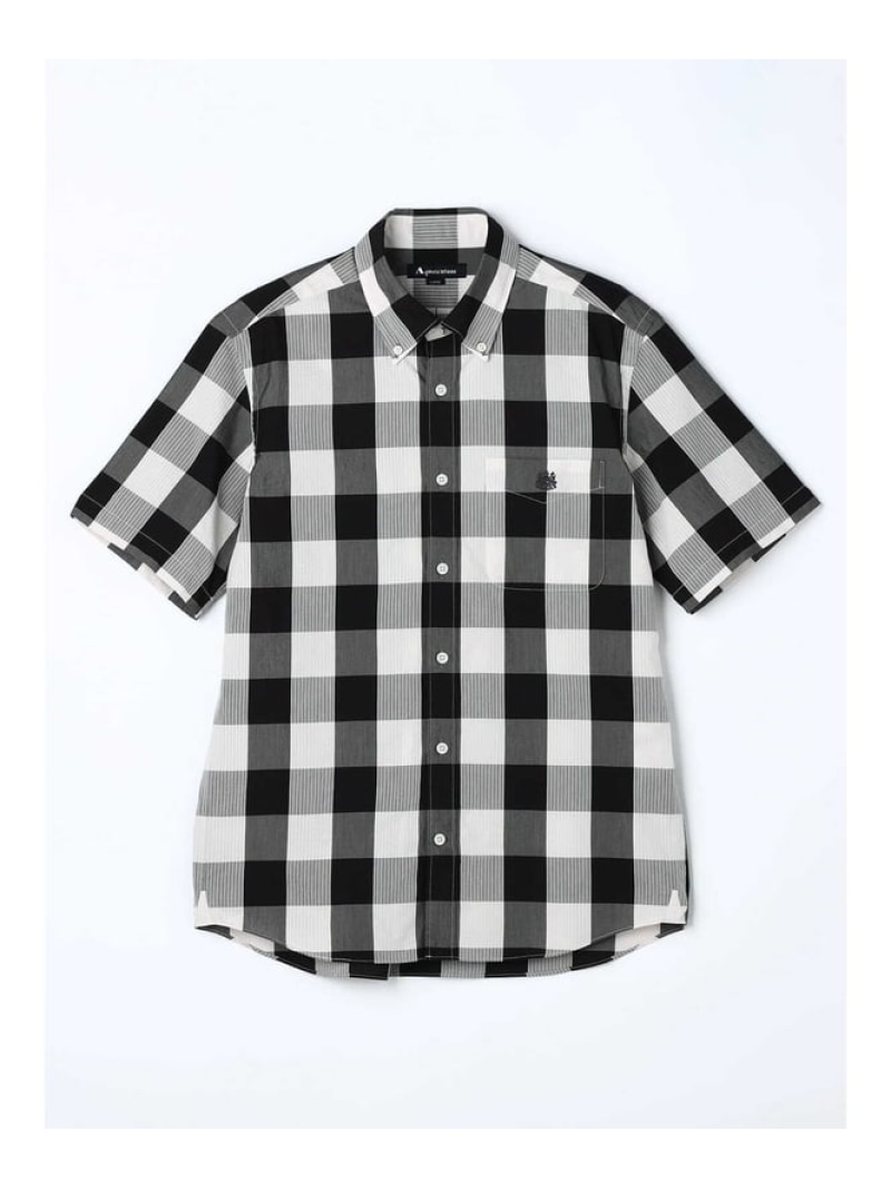 Aquascutum MEN Light Seer-sucker Check Short Sleeve Shirt アクアスキュータム トップス シャツ・ブラウス グレー【送料無料】