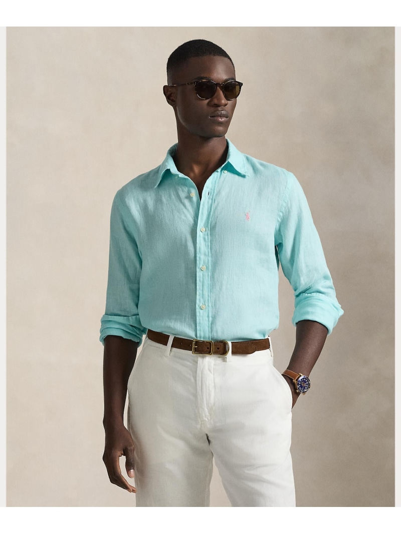 POLO RALPH LAUREN クラシック フィット リネン シャツ ラルフローレン トップス シャツ・ブラウス ブルー【送料無料】