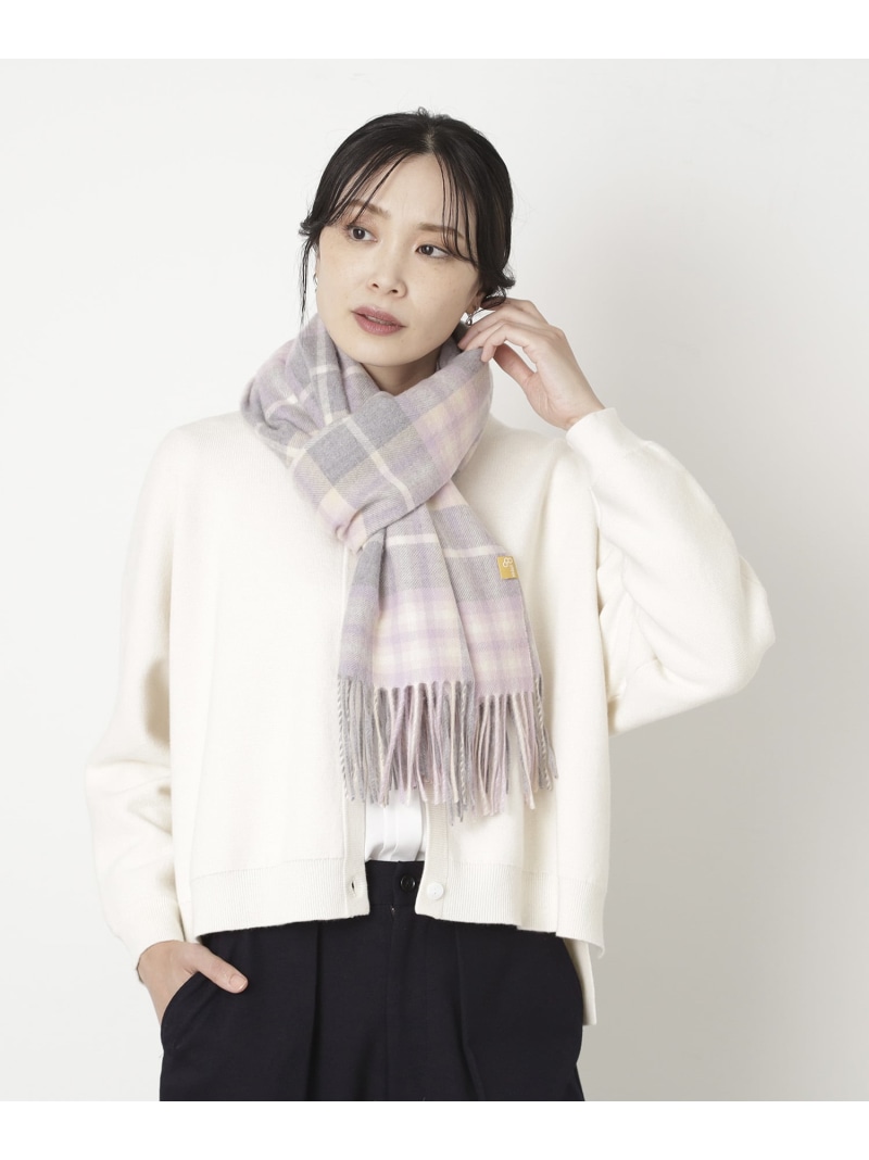 miel miel ミエル カシミヤ ストール 洗える 大判 大きいサイズ カシミヤ100% チェック ムーンバット ファッション雑貨 マフラー・ストール・ネックウォーマー グレー【送料無料】