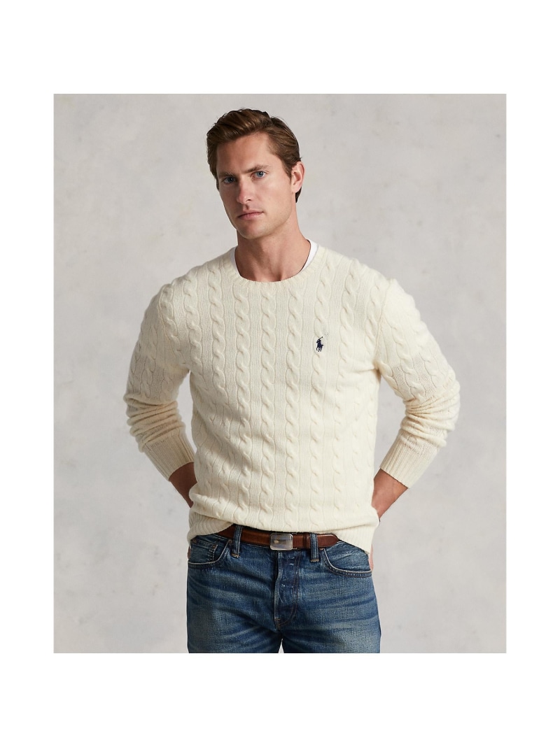 POLO RALPH LAUREN ケーブルニット ウールカシミヤ セーター ラルフローレン トップス ニット ブラウン【送料無料】