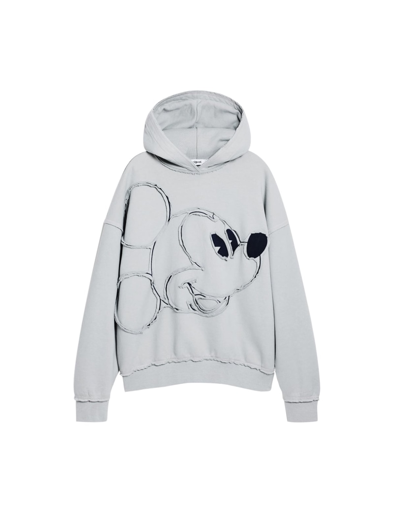 Desigual ミッキーマウス ジーンズパッチワーク リバーシブルフーディ ウォルトディズニー デシグアル トップス スウェット・トレーナー 薄墨色【貨物輸送無料】