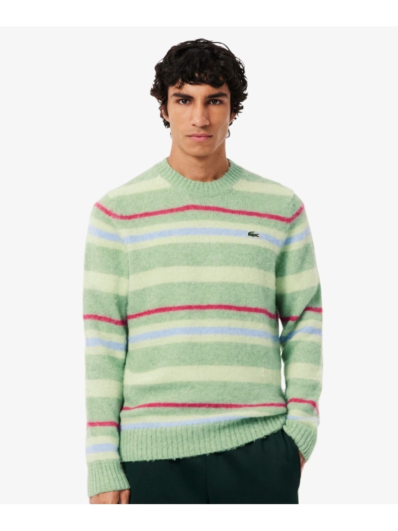 【SALE／40%OFF】LACOSTE アルパカブレンドボーダーニットセーター ラコステ トップス ニット グリーン【RBA_E】【送料無料】